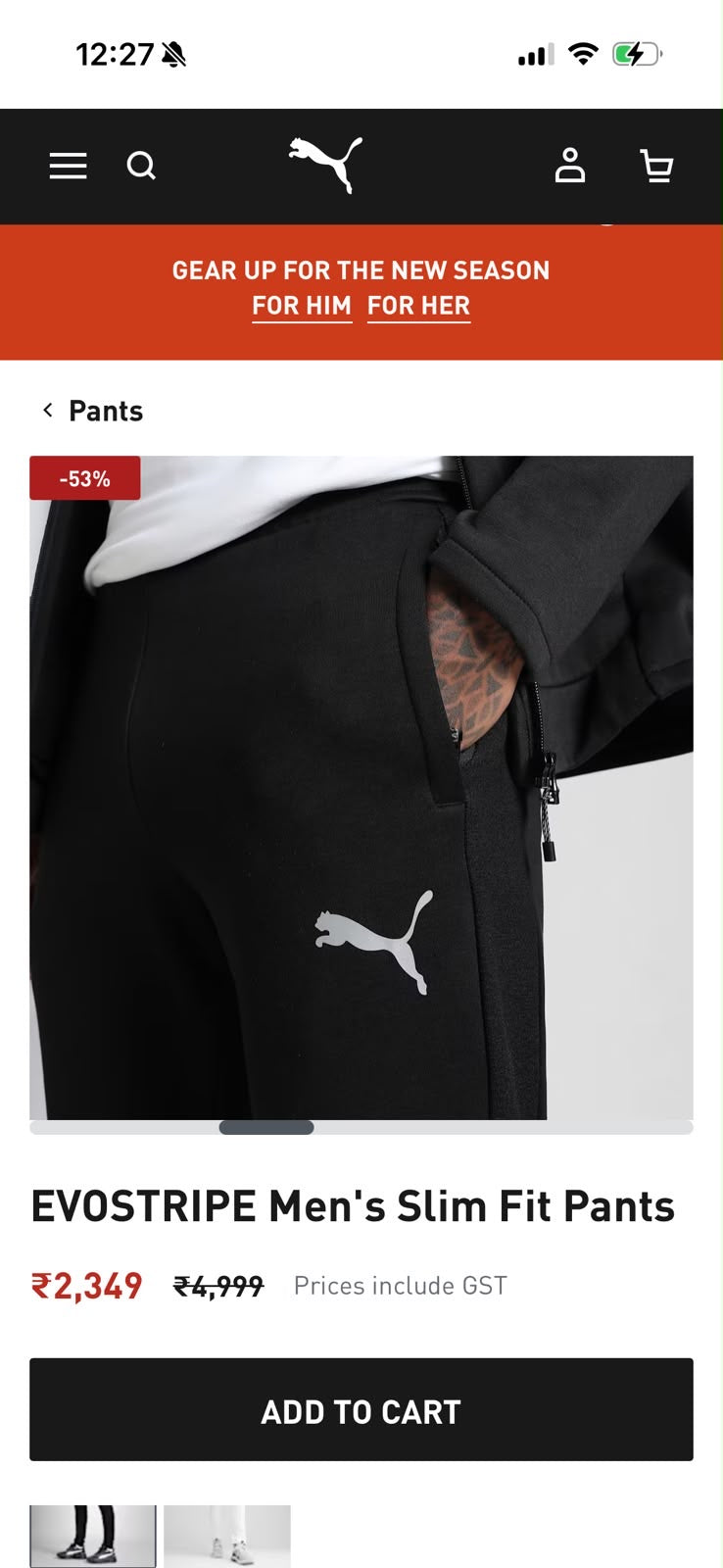 PUMAA TRACK PANT LOWER BLACK
