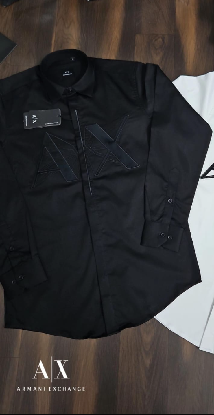 ARMANI EXCHANGE WHITE VELVET SHIRT