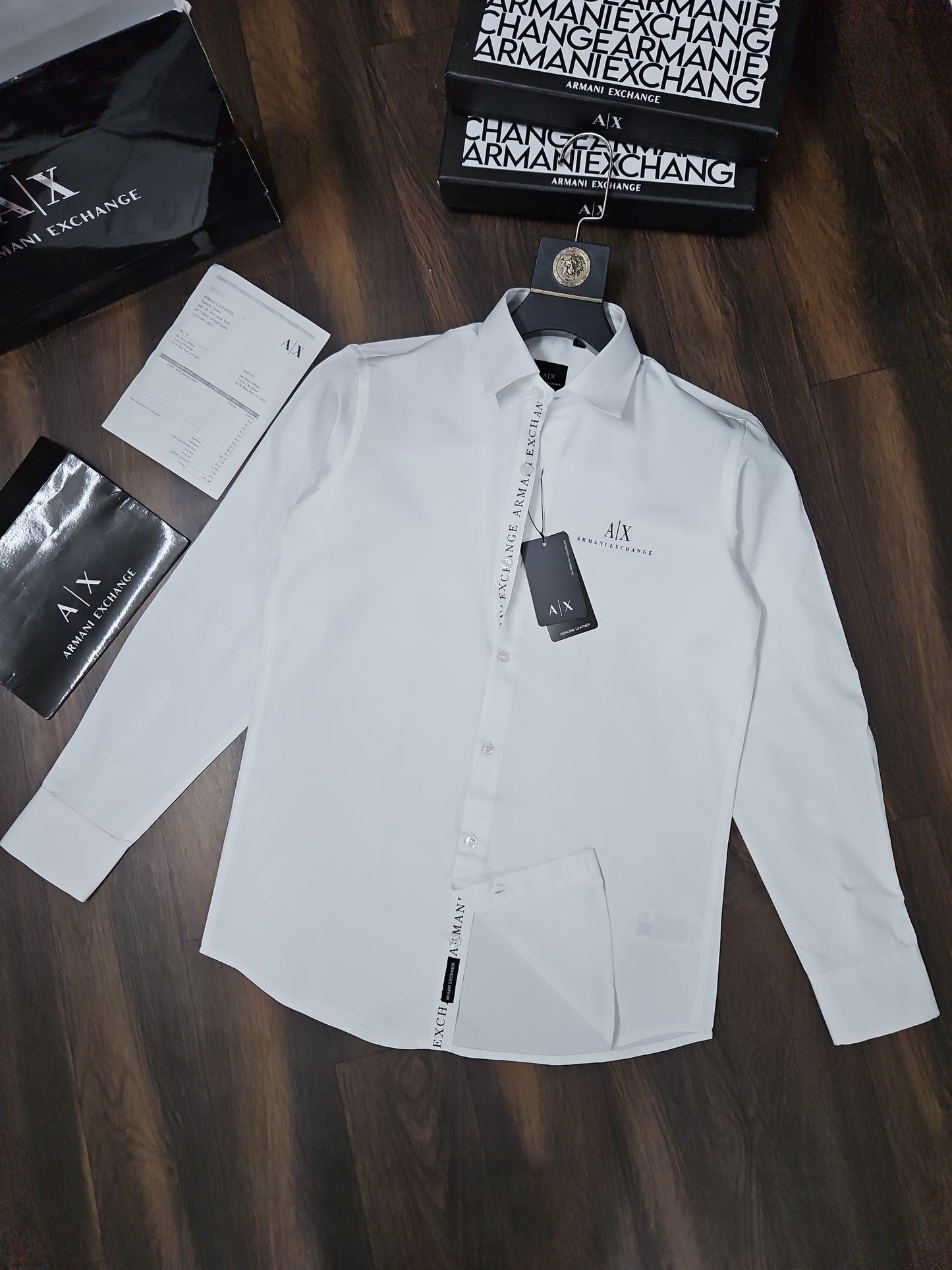 ARMANI EXCHANGE AX WHITE BUTTON PRINT SHIRT