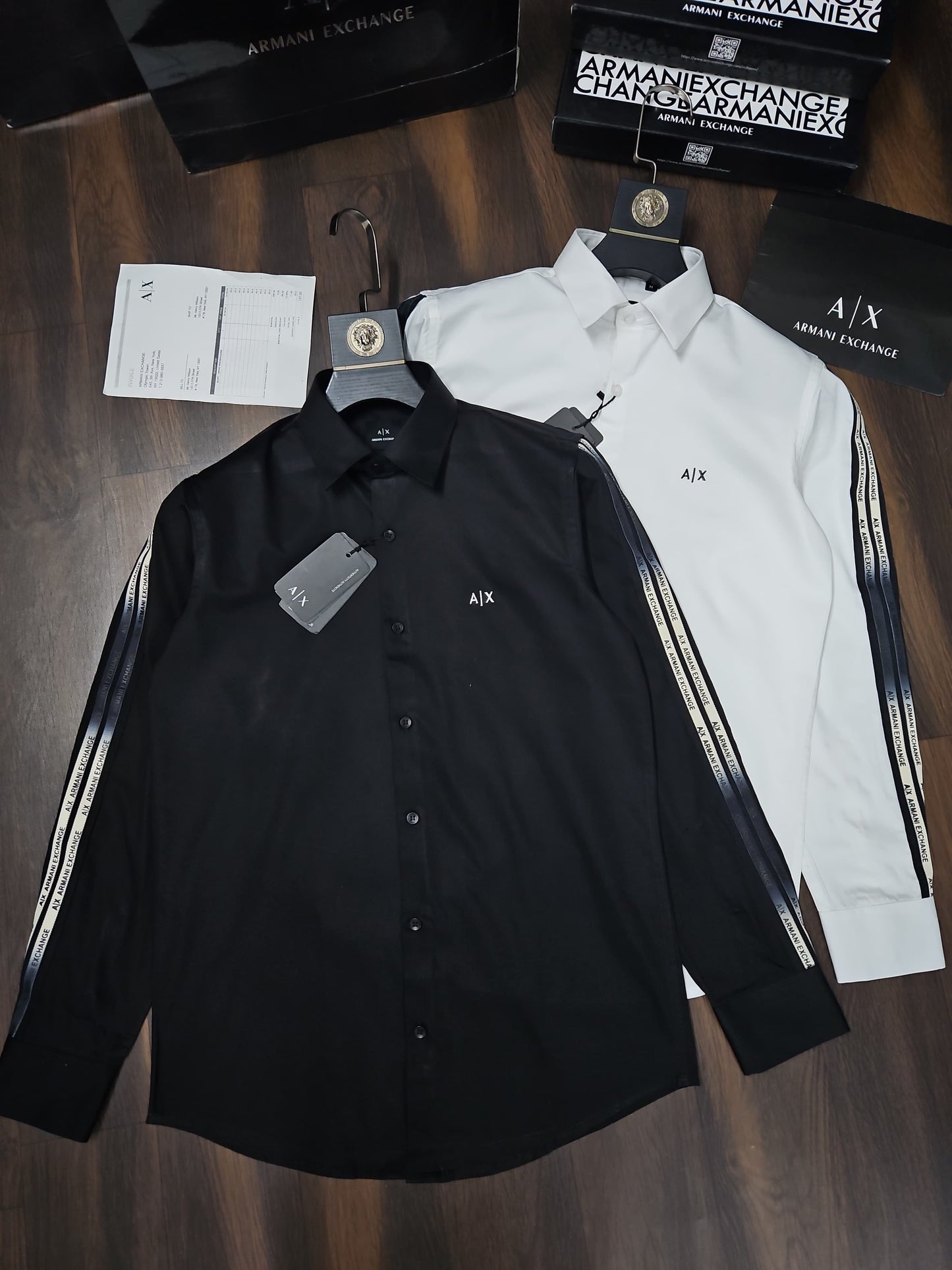 ARMANI EXCHANGE AX SIDE STRIP BLACK SHIRT