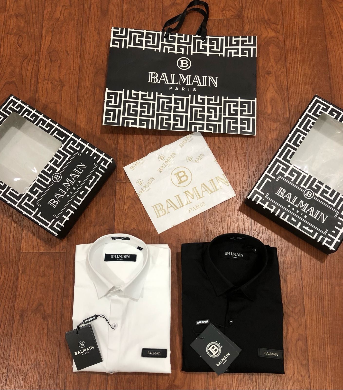 BALMAIN PARIS BLACK WHITE SHIRT