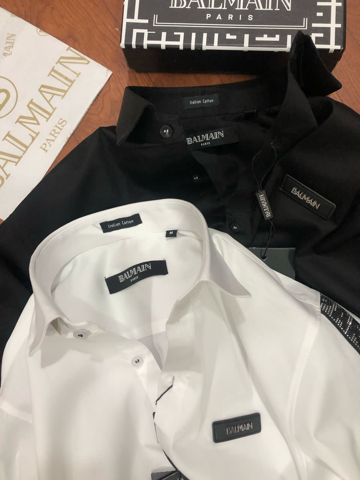BALMAIN PARIS BLACK WHITE SHIRT