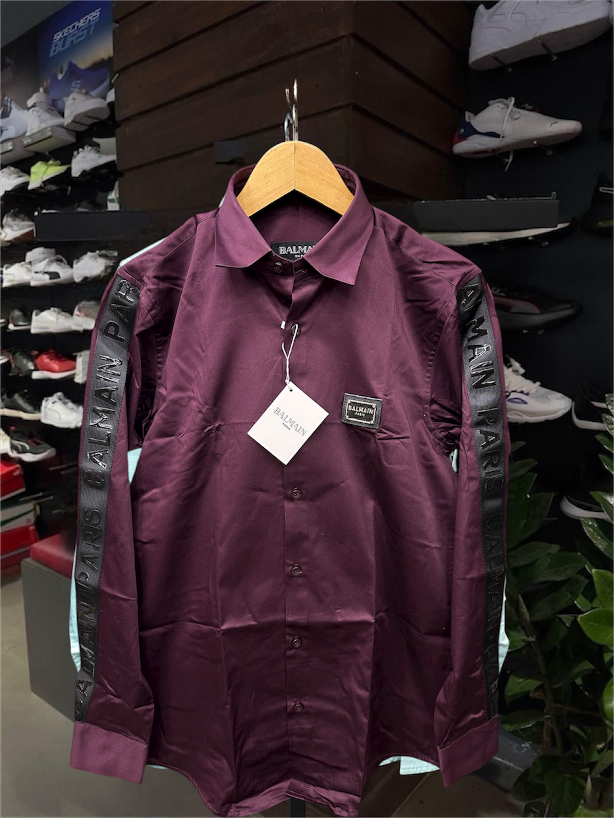 BALMAIN PARIS MAHROON SIDE STRIP SHIRT