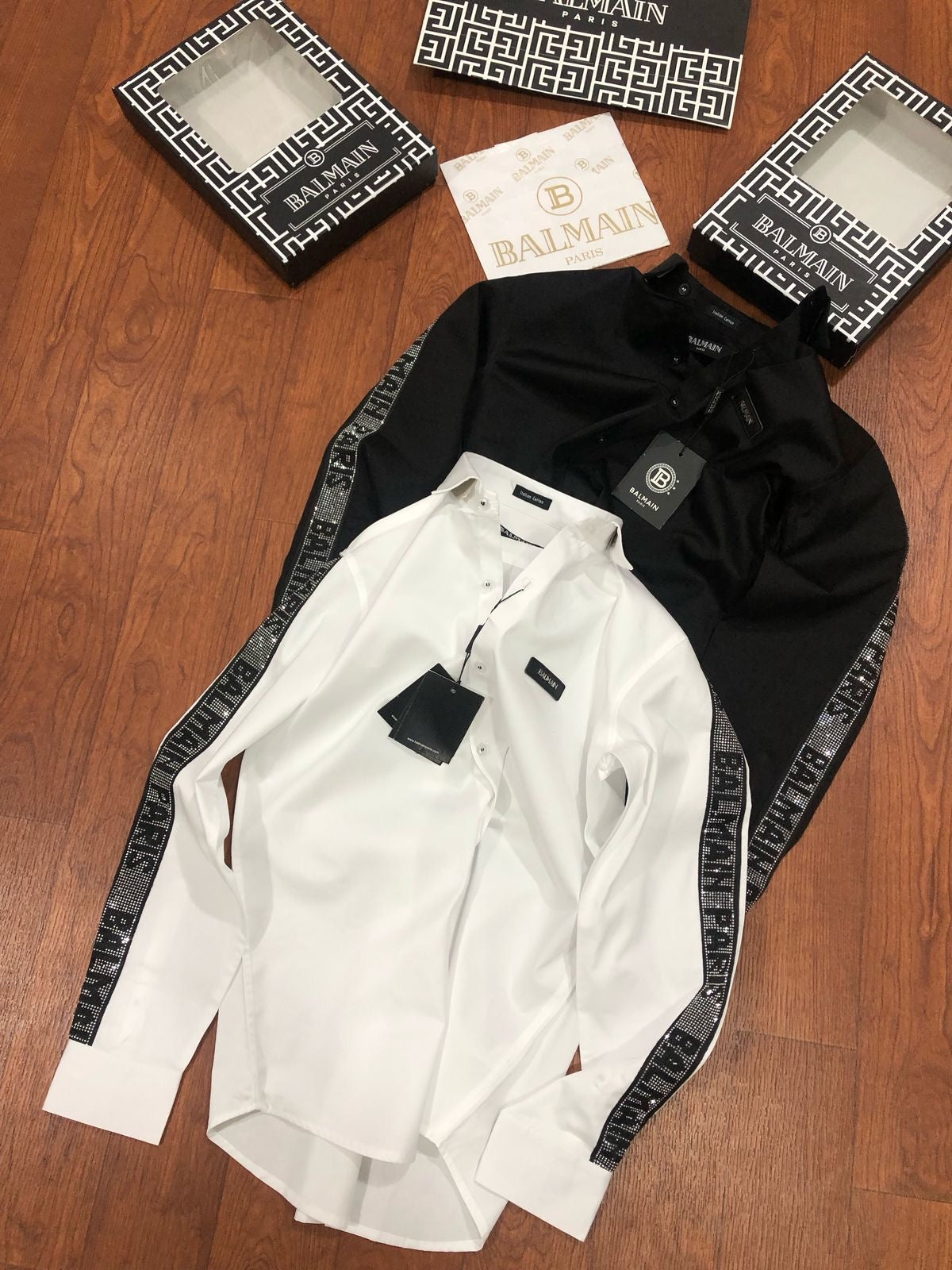 BALMAIN PARIS BLACK WHITE SHIRT