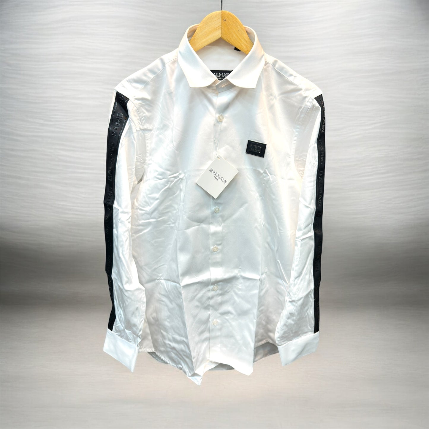 BALMAIN SIDE STRIP WHITE SHIRT