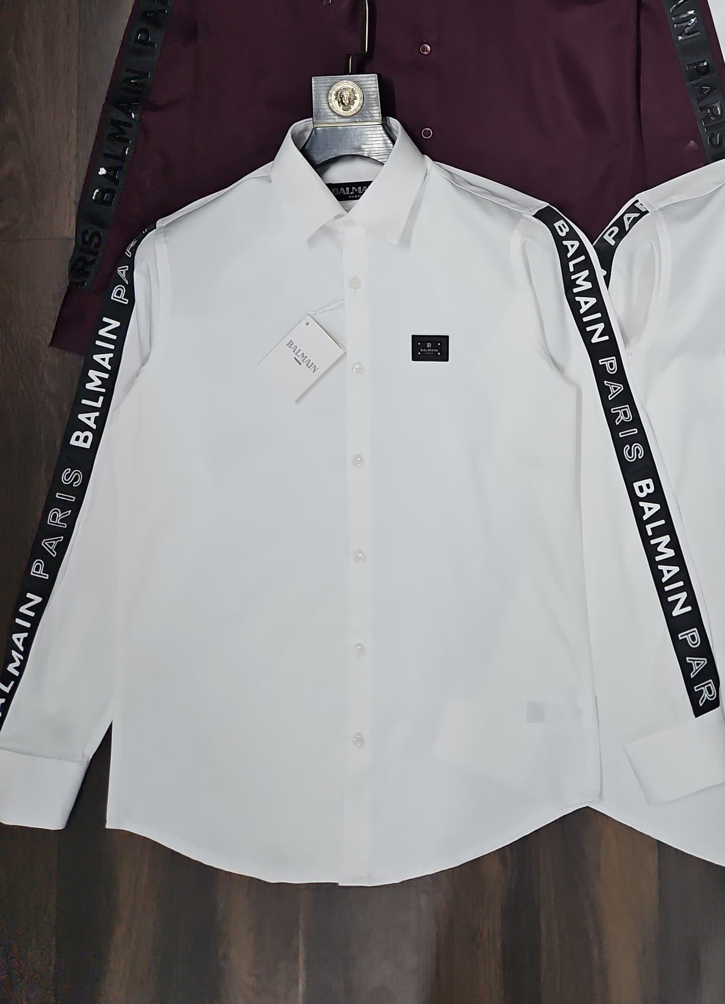 BALMAIN PARIS SIDE STRIPE WHITE SHIRT