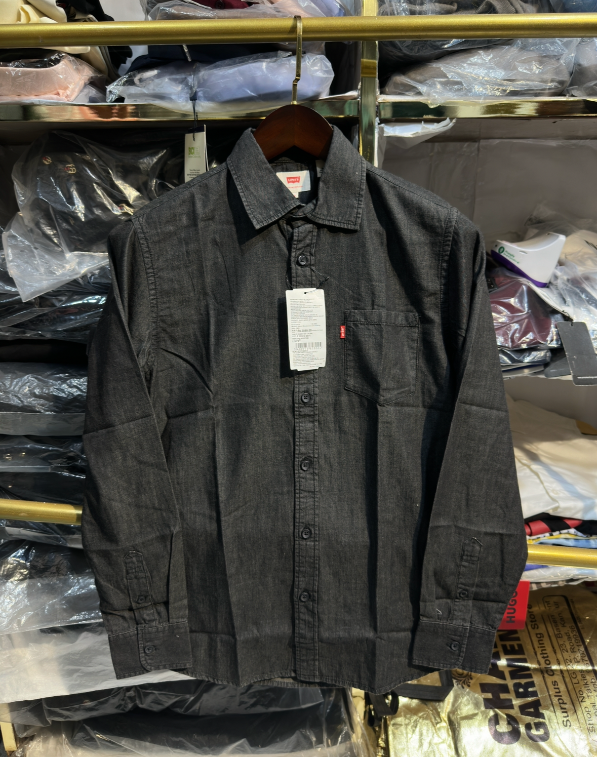 LEVI,s SILKY DENIM CHARCOAL BLACK SHIRT