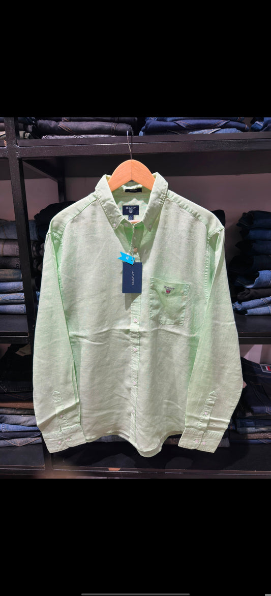 GANT LINEN PISTACHIO GREEN SHIRT