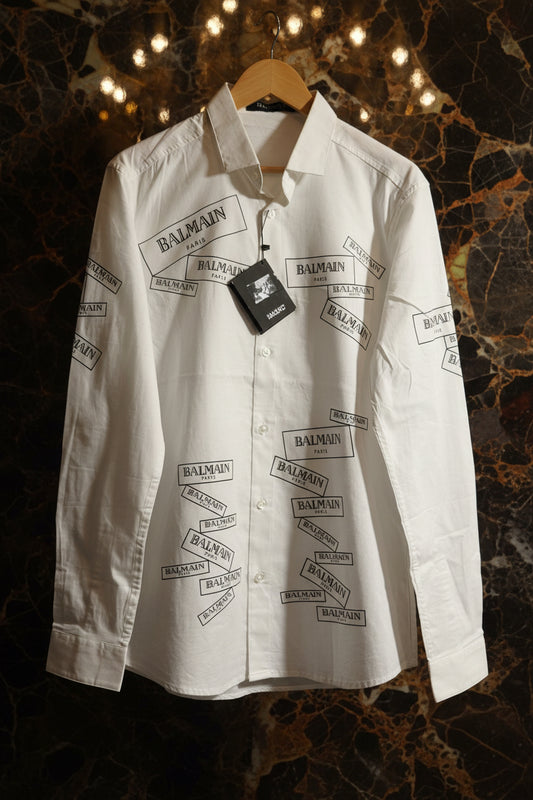 BALMAIN WHITE/BLACK PRINT SHIRT