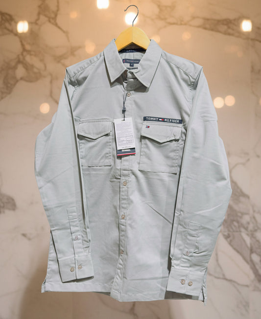 TOMMY HILFIGER LIGHT SAGE GREY SHIRT