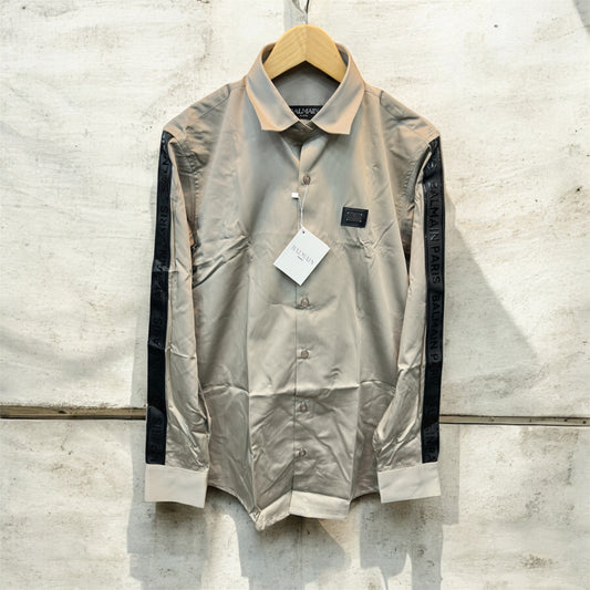 BALMAIN PARIS SIDE STRIP BEIGE SHIRT