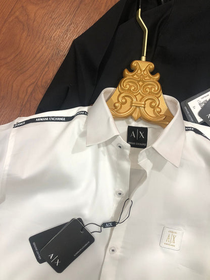 ARMANI EXCHANGE AX SHOULDER STRIP WHITE SHIRT