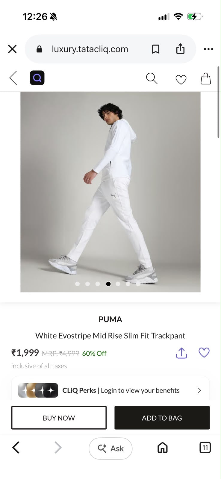 PUMAA TRACK PANT LOWER WHITE