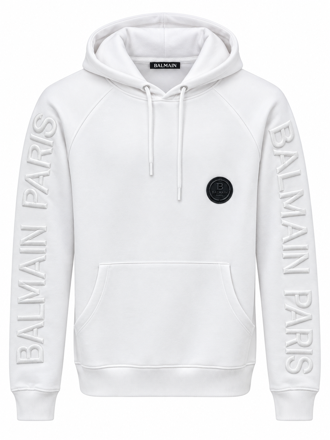BALMAIN PARIS MEN'S PREMIUM WHITE HOODIE
