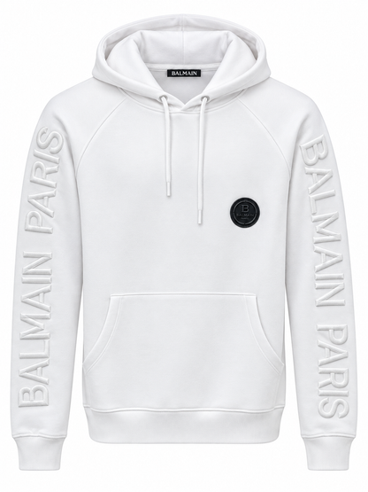 BALMAIN PARIS MEN'S PREMIUM WHITE HOODIE