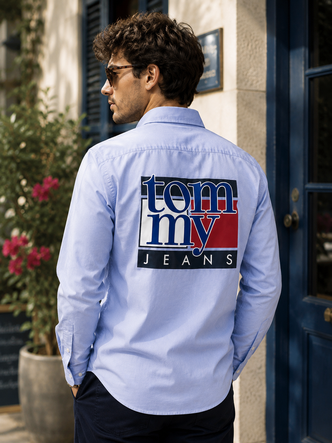 TOMMY HILFIGER SIDE STRIP SKY BLUE SHIRT