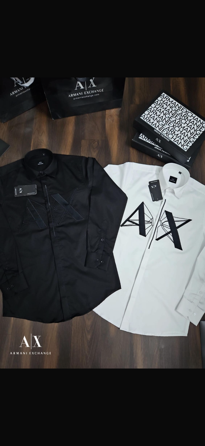 ARMANI EXCHANGE BLACK VELVET SHIRT