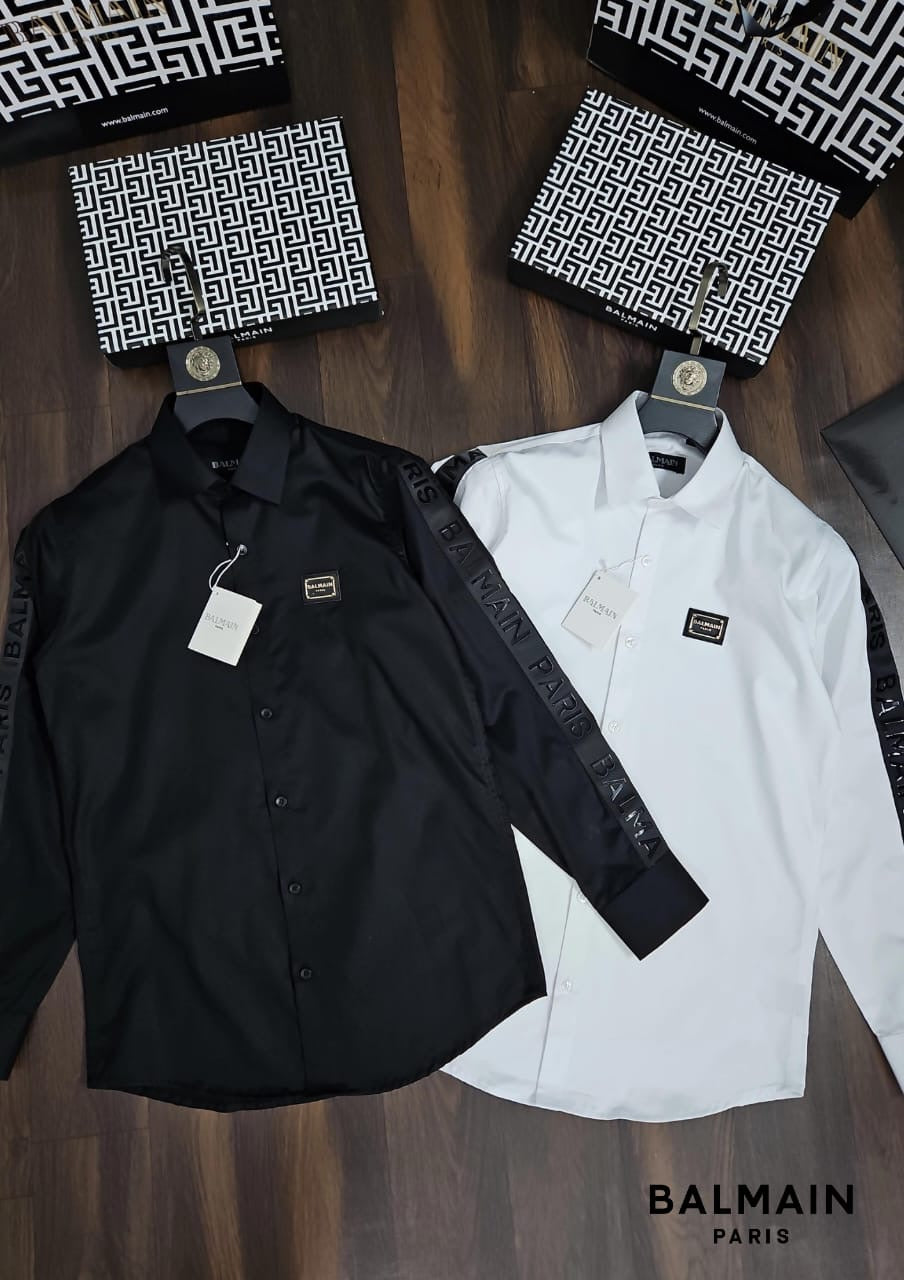 BALMAIN PARIS SIDE STRIP BLACK SHIRT