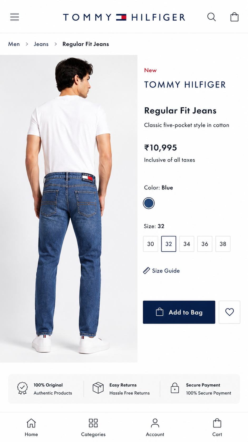 TOMMY HILFIGR SKY BLUE JEANS