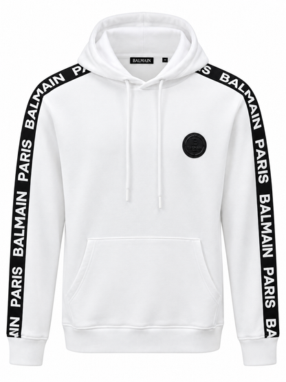 BALMAIN PARIS MEN'S PREMIUM WHITE HOODIE