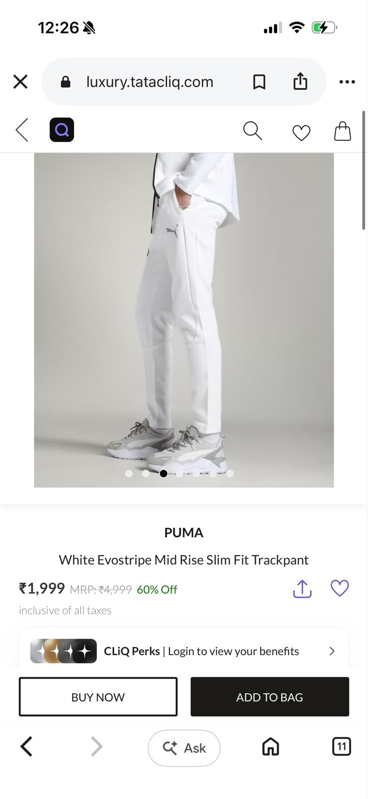 PUMAA TRACK PANT LOWER WHITE