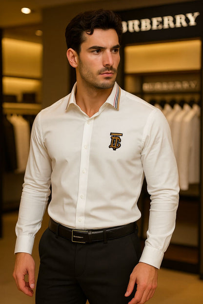 BURBERRY SHIRT COLLAR STRIP WHITE SHIRT