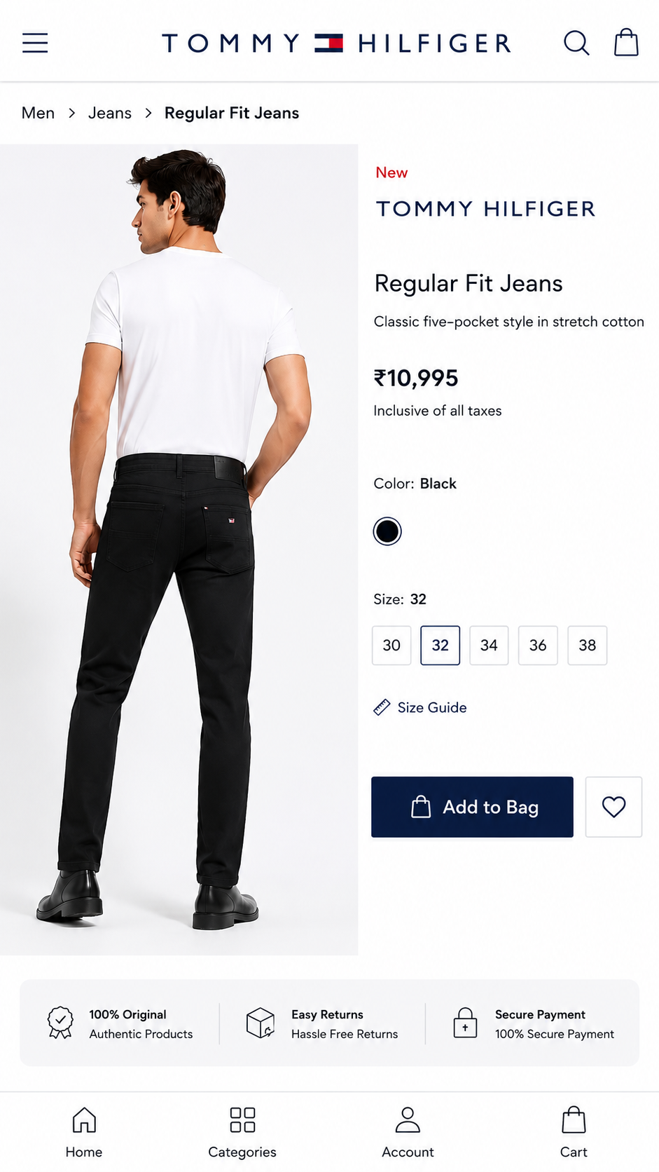 TOMMY HILFIGR BLACK JEANS