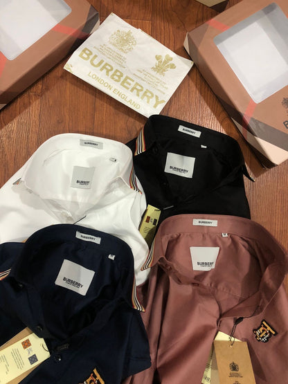 BURBERRY SHIRT COLLAR STRIP BLUE SHIRT