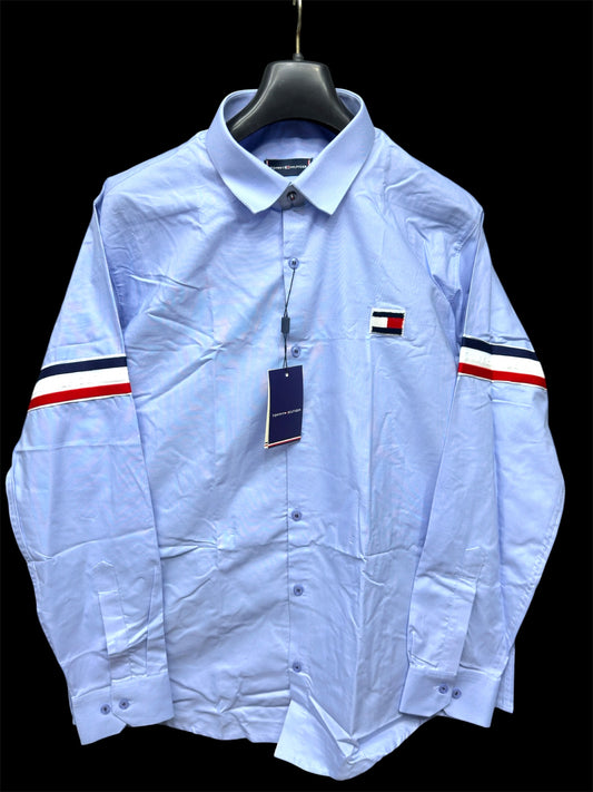 TOMMY HILFIGER SIDE STRIP SKY BLUE SHIRT