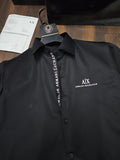 ARMANI EXCHANGE AX FRONT BUTTON PRINT BLACK SHIRT