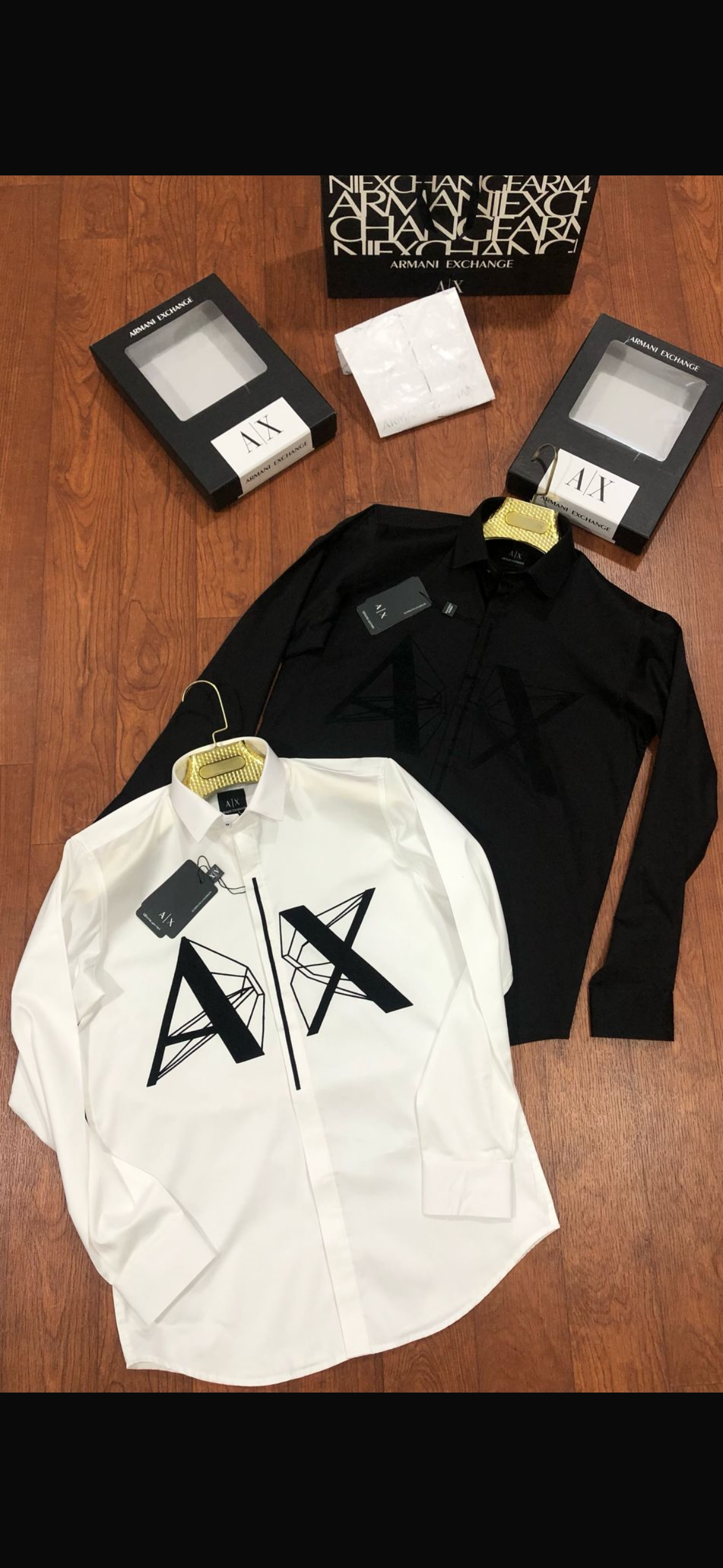 ARMANI EXCHANGE BLACK VELVET SHIRT