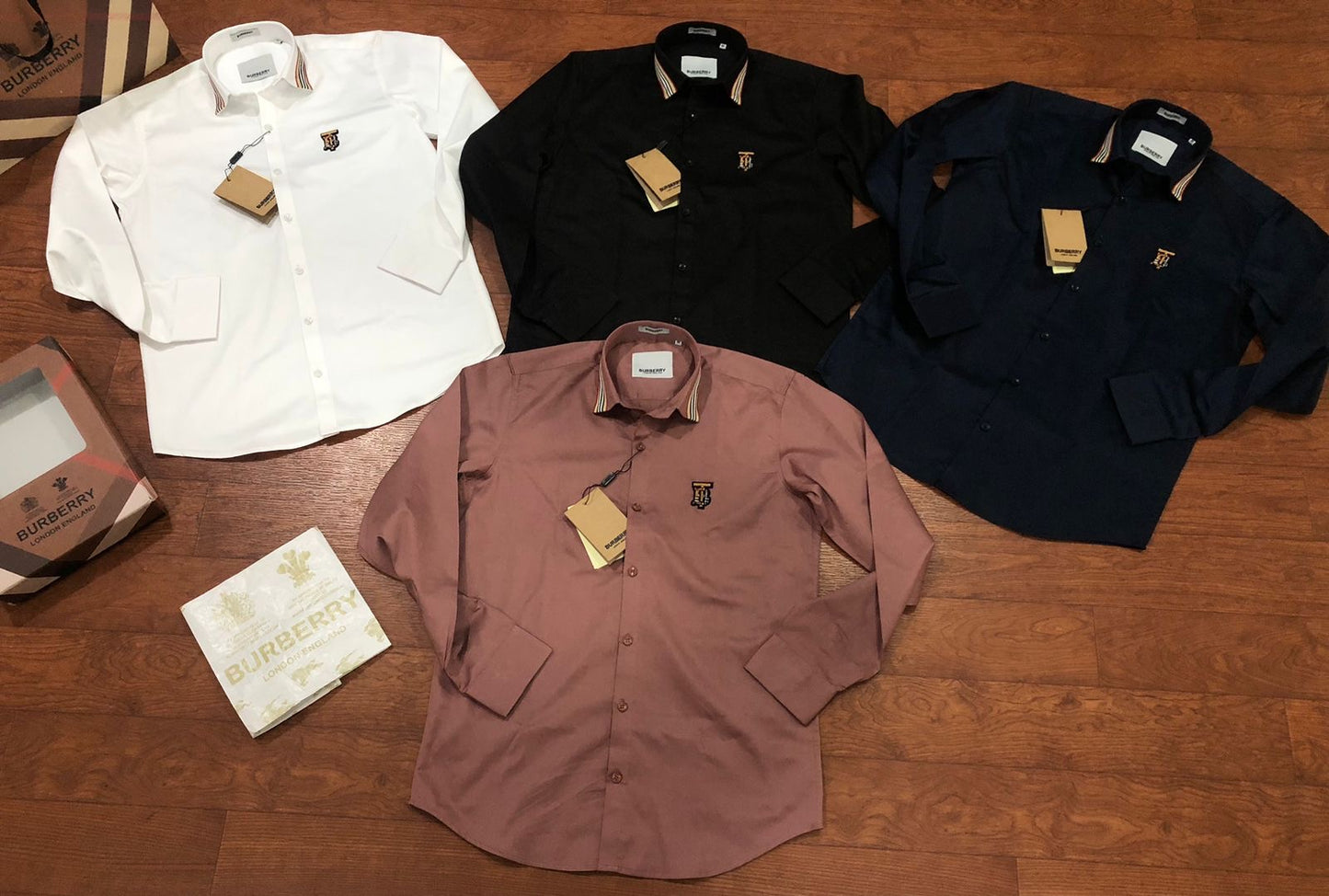 BURBERRY SHIRT COLLAR STRIP BLUE SHIRT