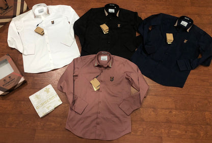 BURBERRY SHIRT COLLAR STRIP BLUE SHIRT