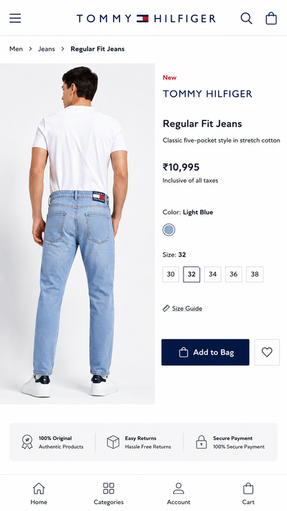 TOMMY HILFIGR ICE BLUE JEANS