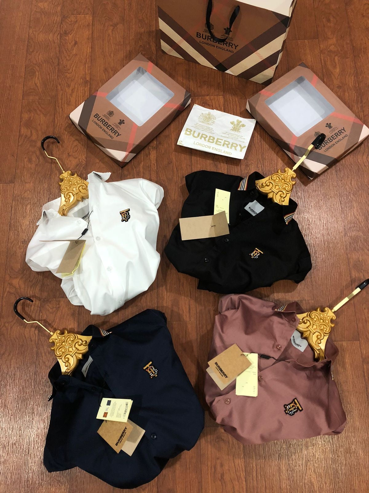 BURBERRY SHIRT COLLAR STRIP BLUE SHIRT