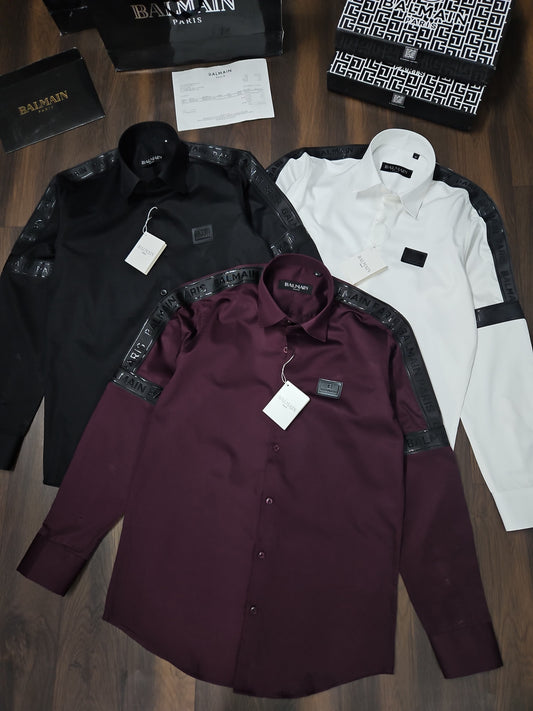 BALMAIN PARIS SIDE STRIP BLACK SHIRT