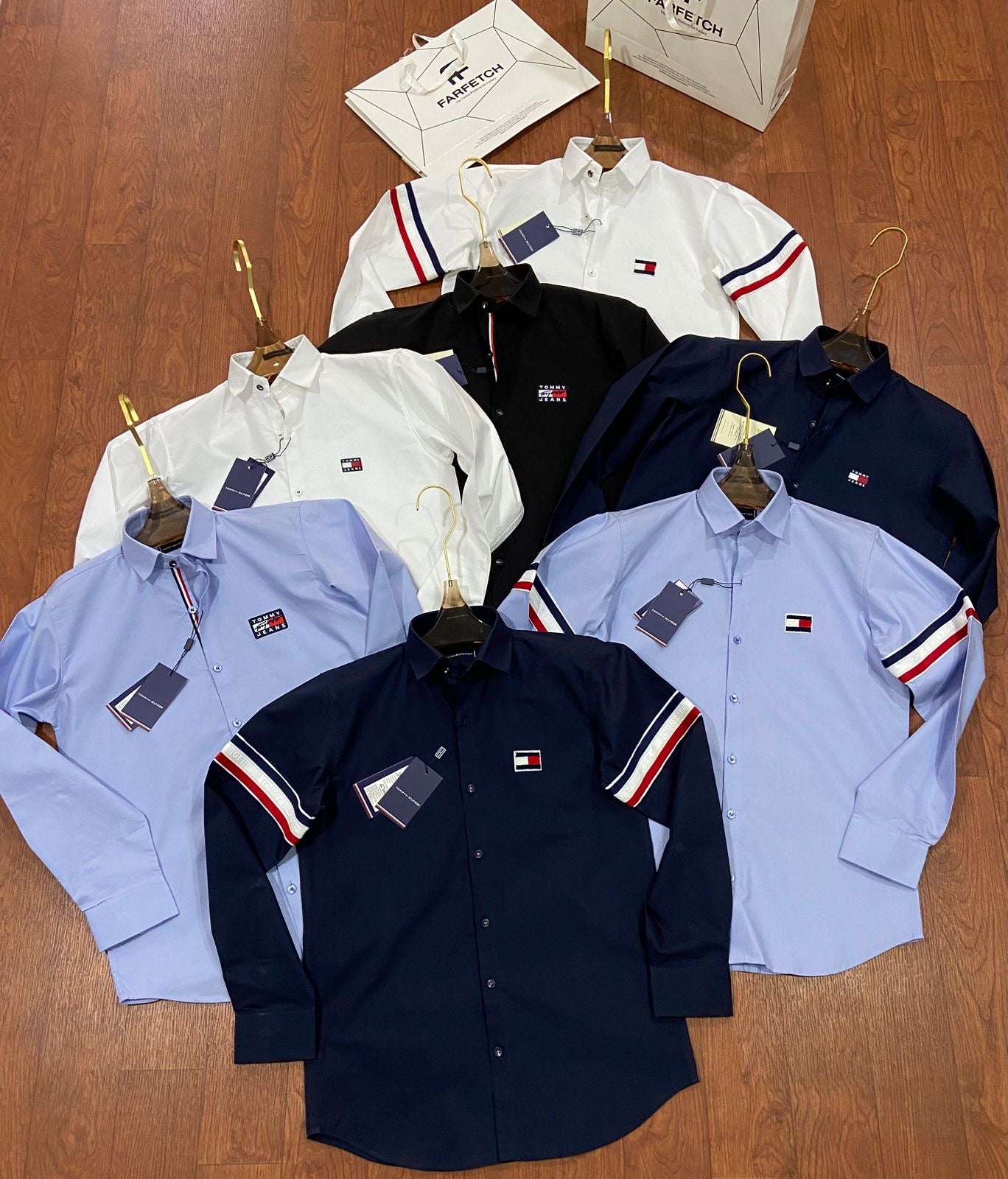 TOMMY HILFIGER SIDE STRIP BIG SIZE NAVY BLUE SHIRT