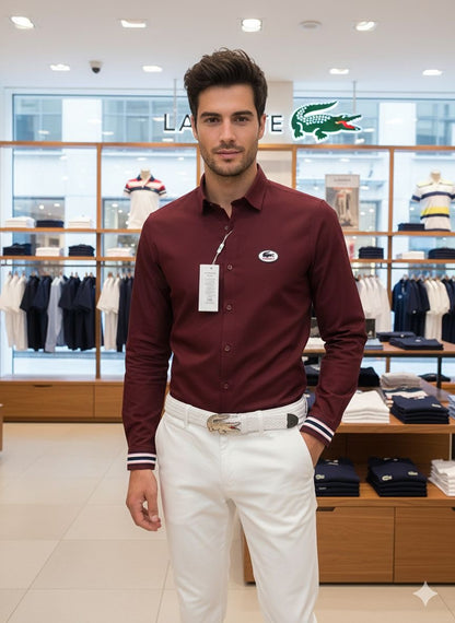 LACOSTE MAHROON SHIRT