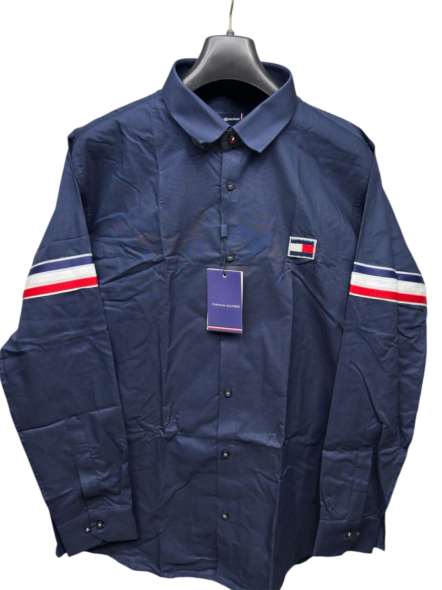 TOMMY HILFIGER SIDE STRIP BIG SIZE NAVY BLUE SHIRT