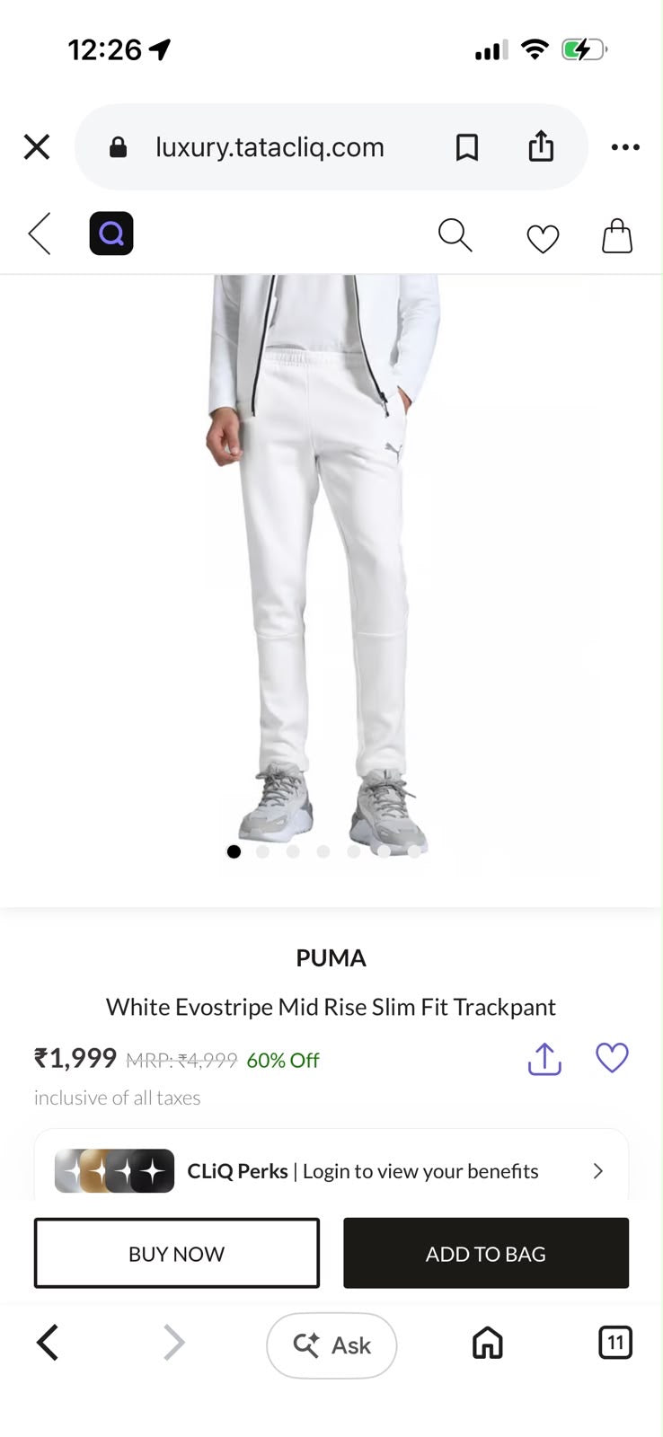 PUMAA TRACK PANT LOWER WHITE