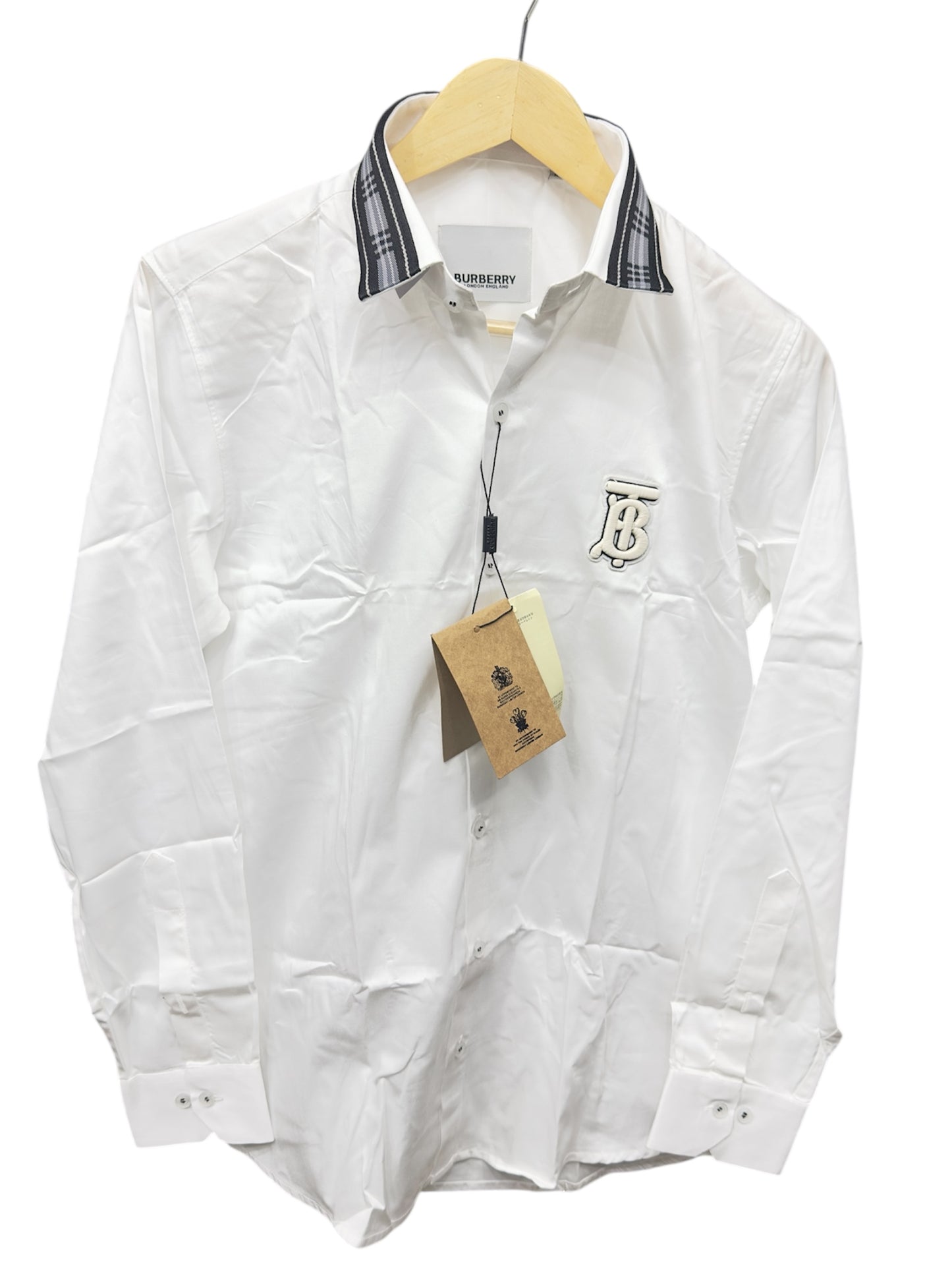 BURBERRY COLLAR STRIP WHITE SHIRT