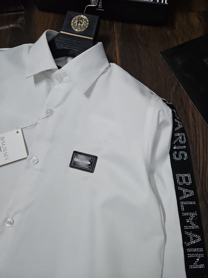 BALMAIN PARIS DAIMOND SIDE STRIP WHITE SHIRT