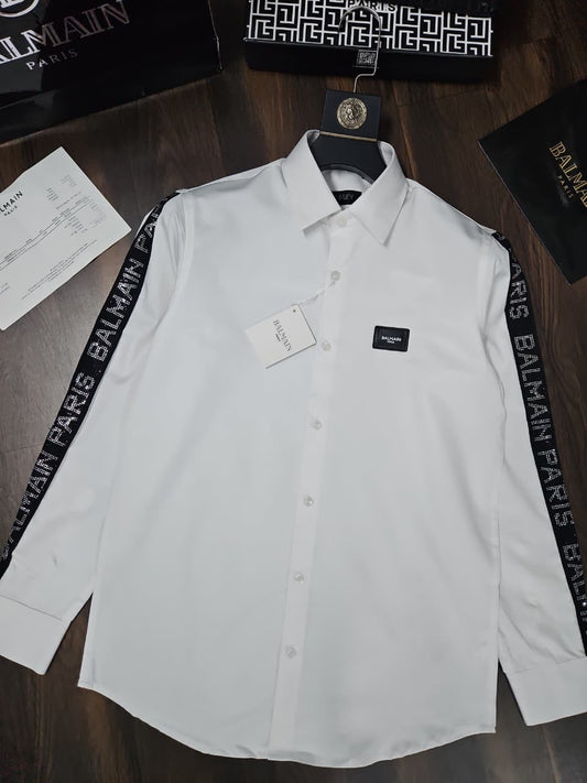 BALMAIN PARIS DAIMOND SIDE STRIP WHITE SHIRT