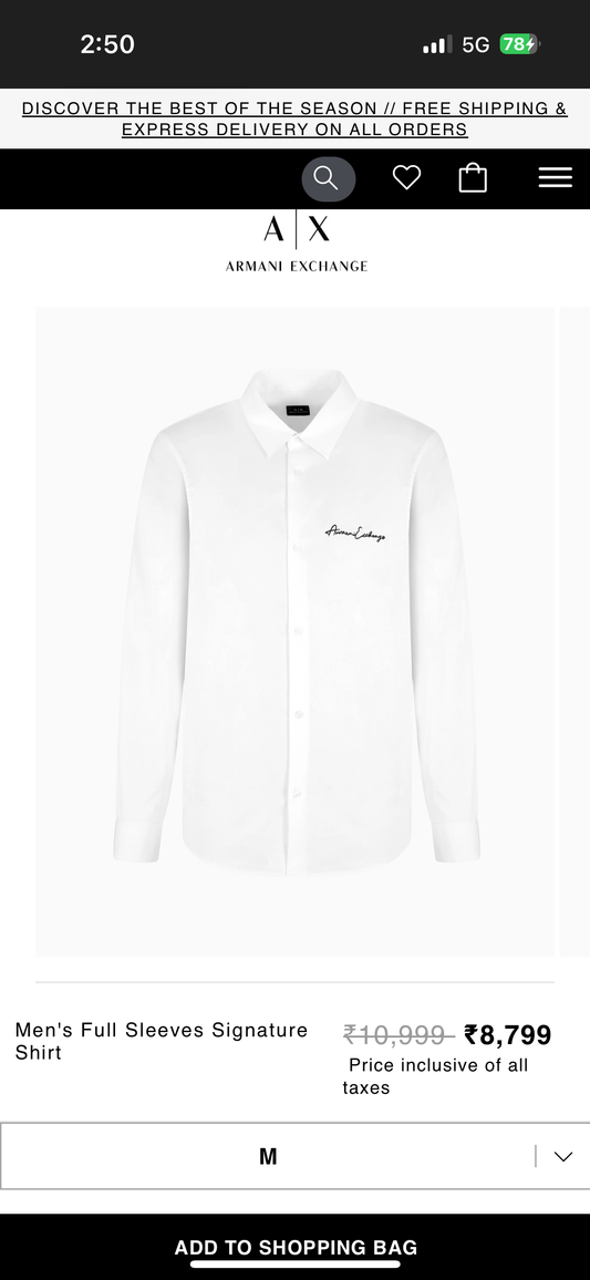 Armani Exchange AX BLACK WHITE shirt