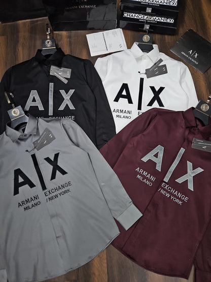 ARMANI EXCHANGE AX VELVET PRINT MAHROON SHIRT