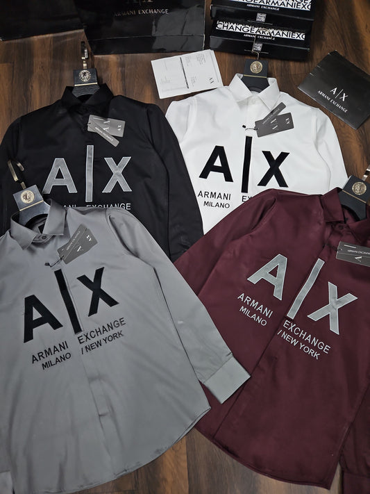 ARMANI EXCHANGE AX VELVET PRINT GREY SHIRT