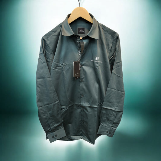 ARMANI EXCHANGE AX FRONT BUTTON PRINT SEE GREEN SHIRT
