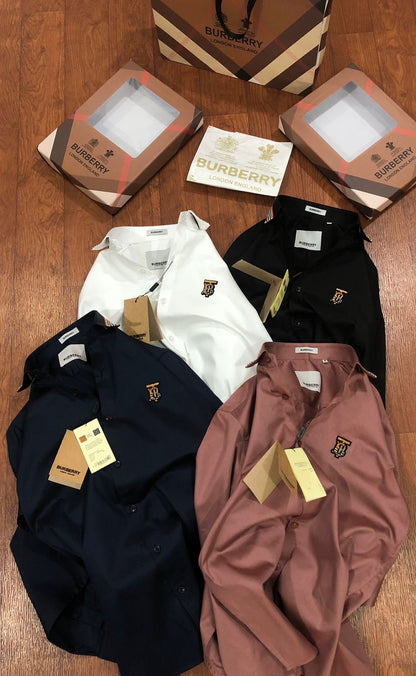 BURBERRY SHIRT COLLAR STRIP BLUE SHIRT