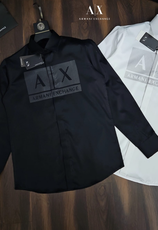 ARMANI EXCHANGE AX VELVET PRINT BLACK SHIRT