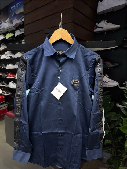 BALMAIN PARIS SIDE STRIP BLUE SHIRT